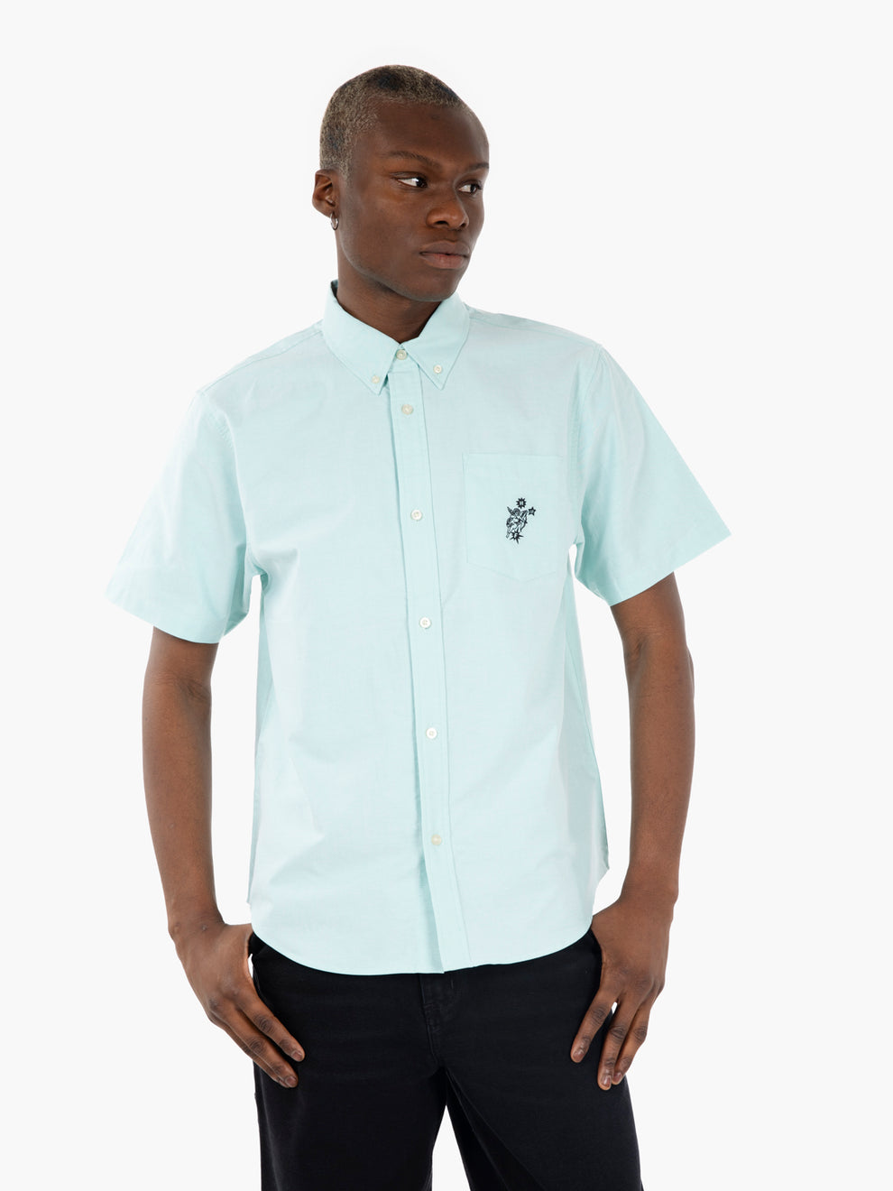 Camicia Oxford a maniche corte diffused jade