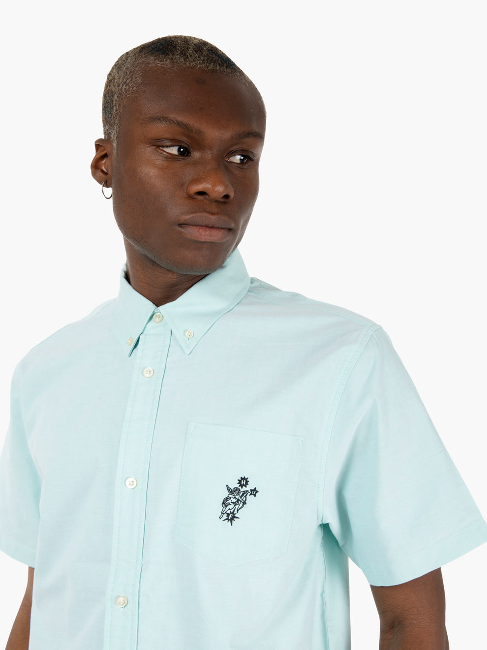 Camicia Oxford a maniche corte diffused jade