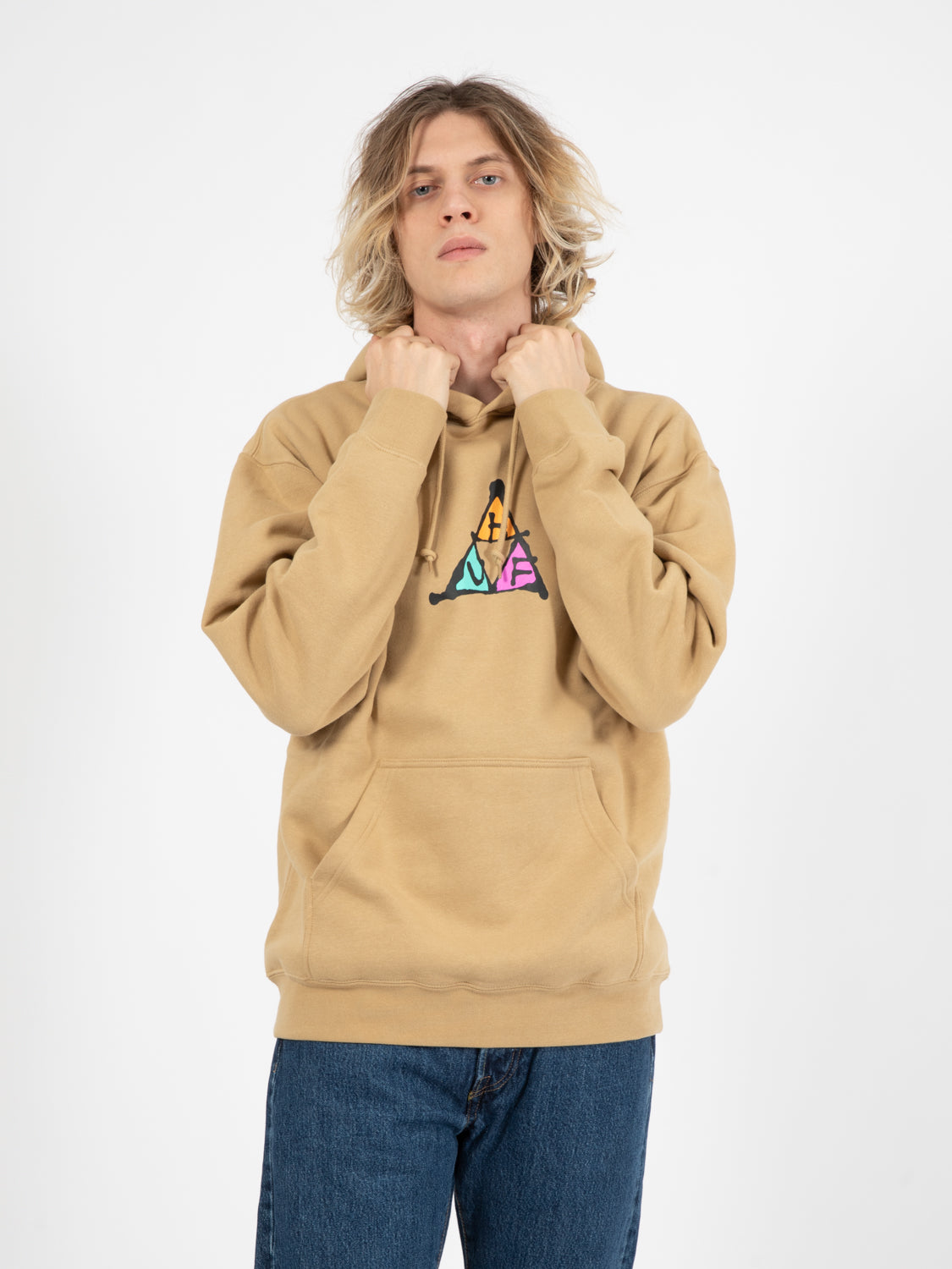 Felpa No-Fi triple triangle hoodie oatmel