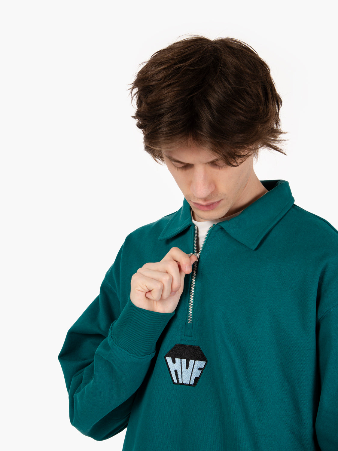 Felpa zip Big Block french terry sea green