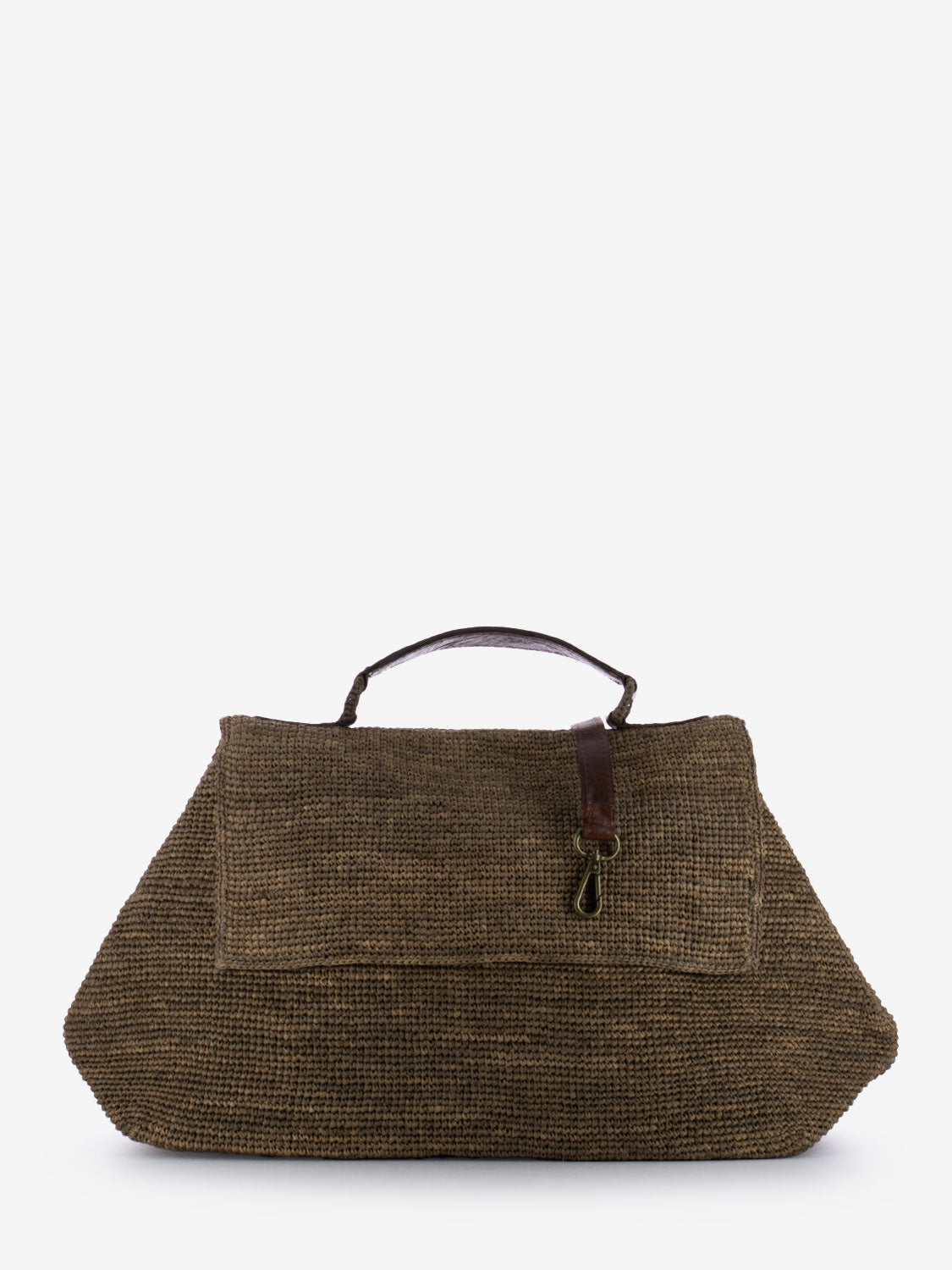 トートバッグ IBELIV SS25 LAHADY BAG (LAHADY TEA) LAHADY - RAFFIA Handbag with Leather Shoulder Strap Medium