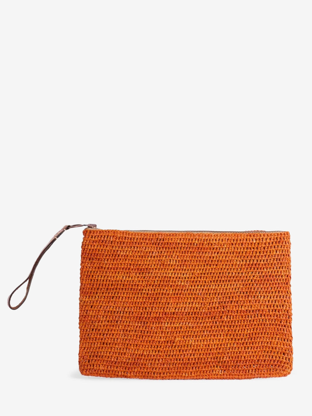 Ampy clutch bag in orange raffia