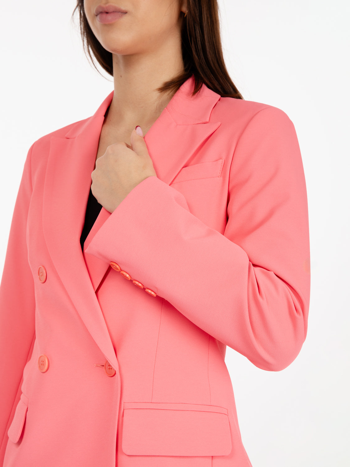 Coral double breasted blazer