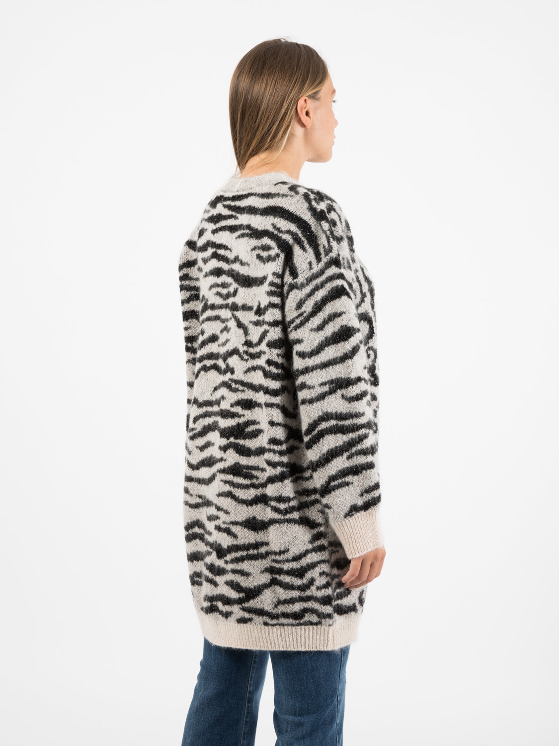 Cardigan lurex maculato ecru