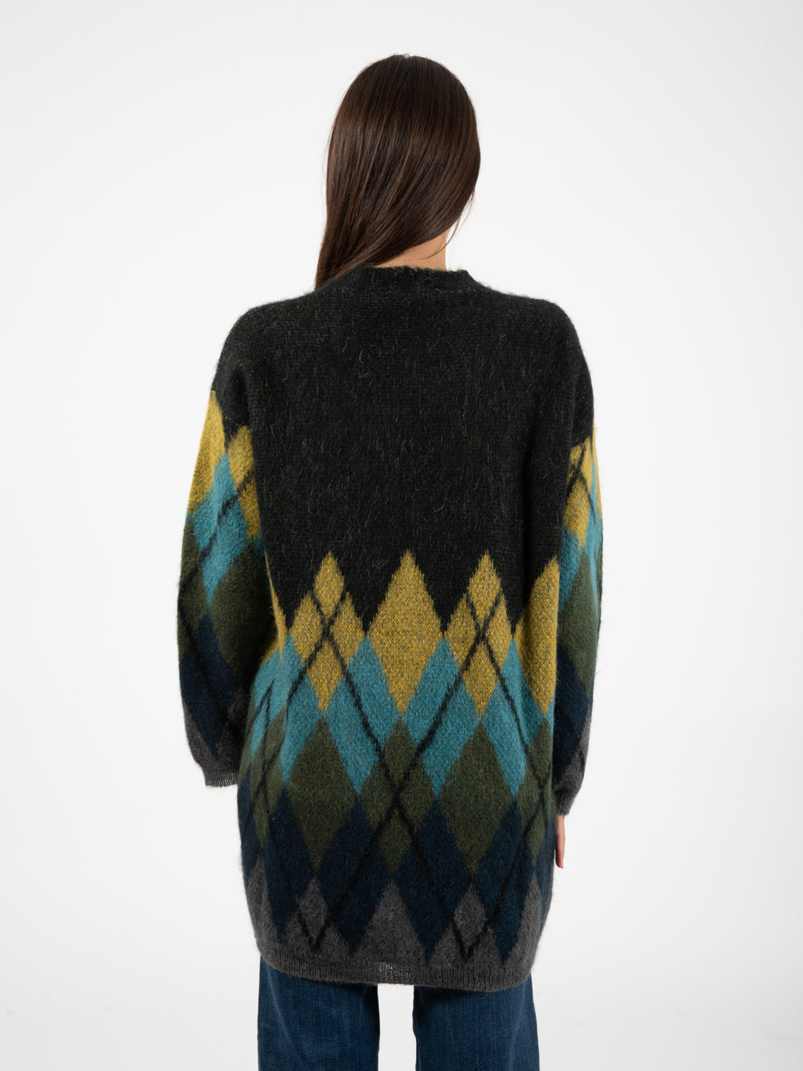 Cardigan a rombi oversize multicolor