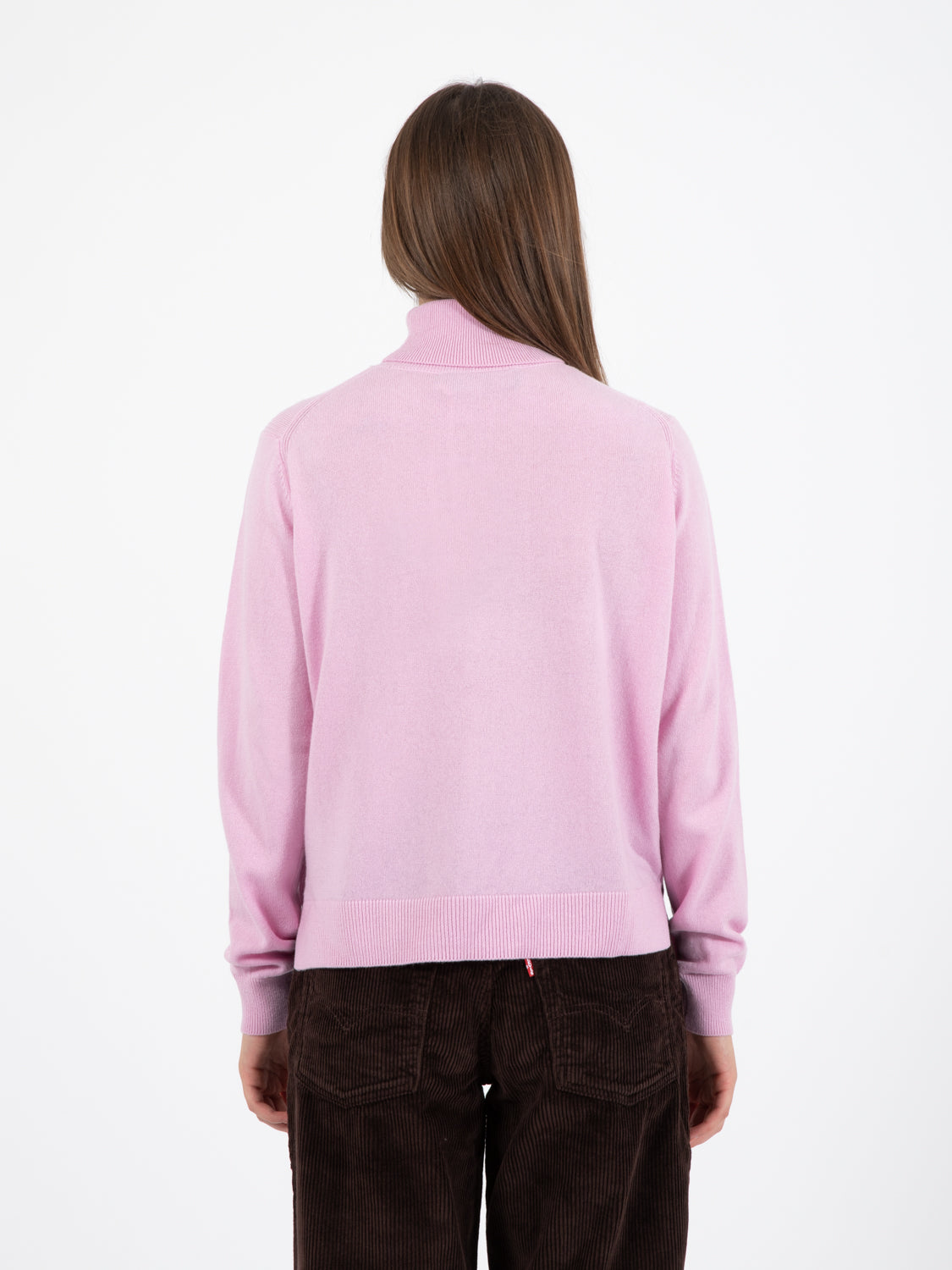 Maglione dolcevita crop rosa
