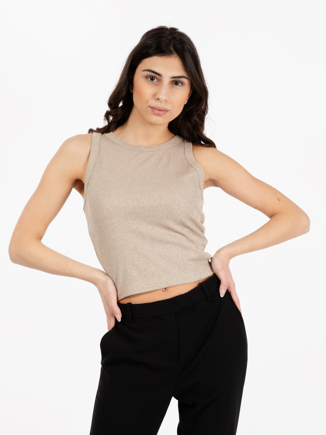 Gold lurex ribbed top