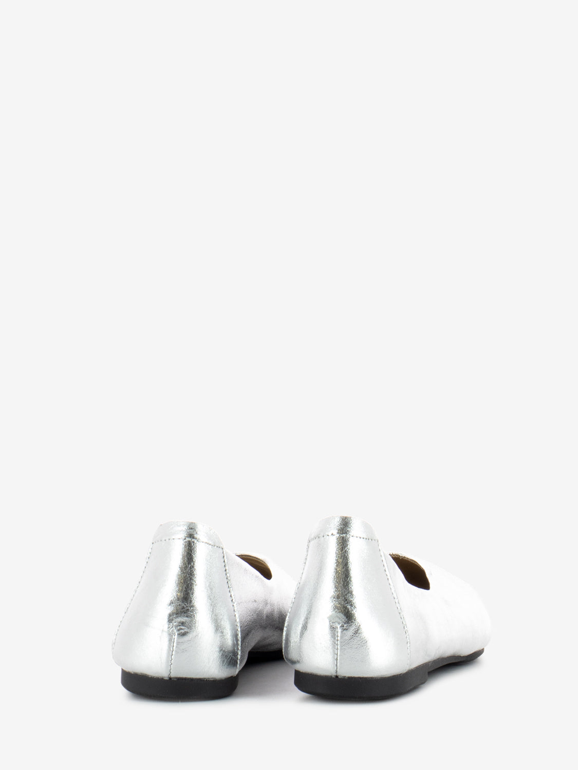 Square toe ballerina silver leather