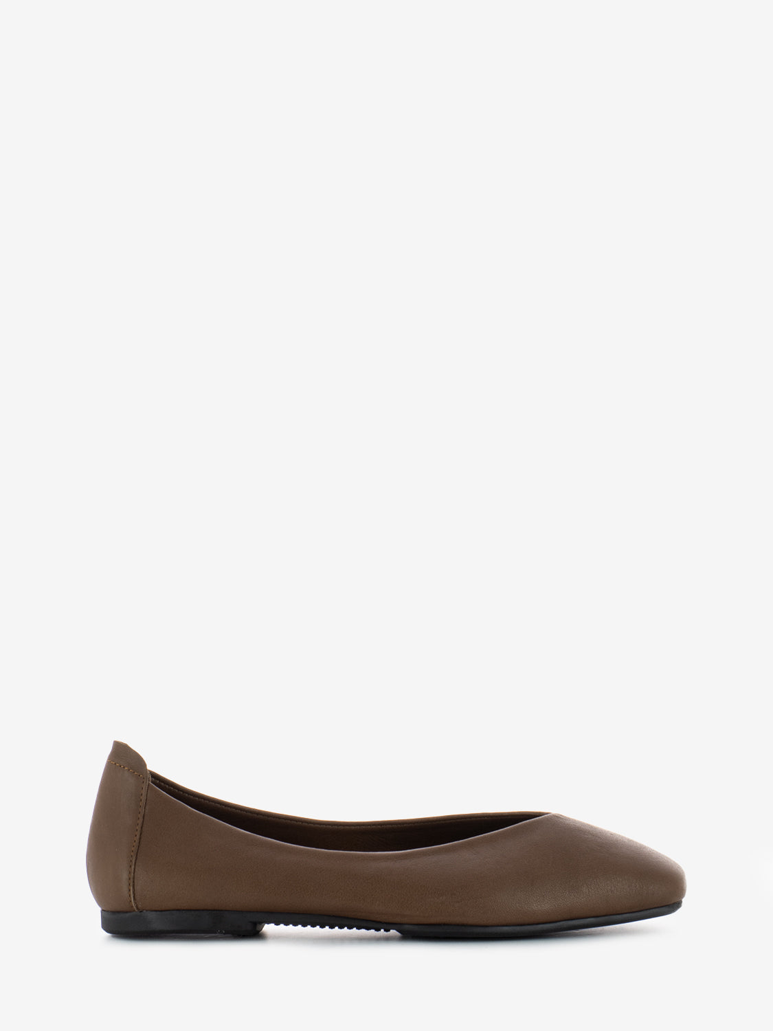 Square toe ballerina in coffee leather