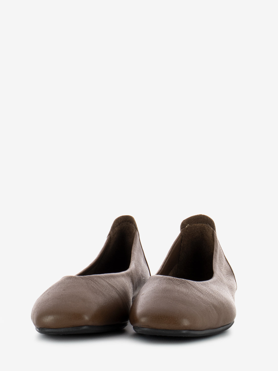 Square toe ballerina in coffee leather