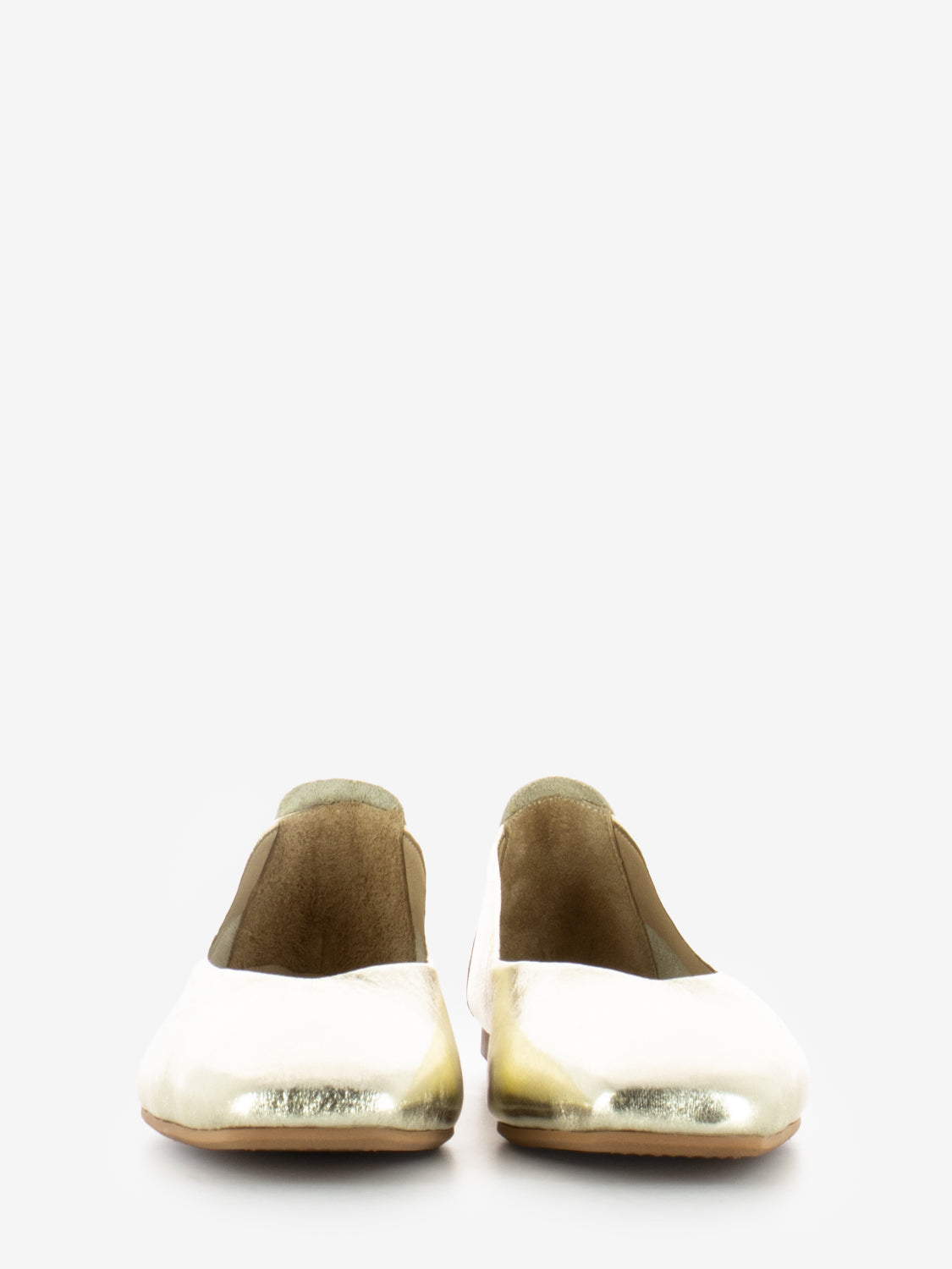 Ballerina square toe light gold leather