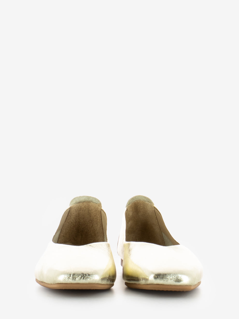 Ballerina square toe light gold leather