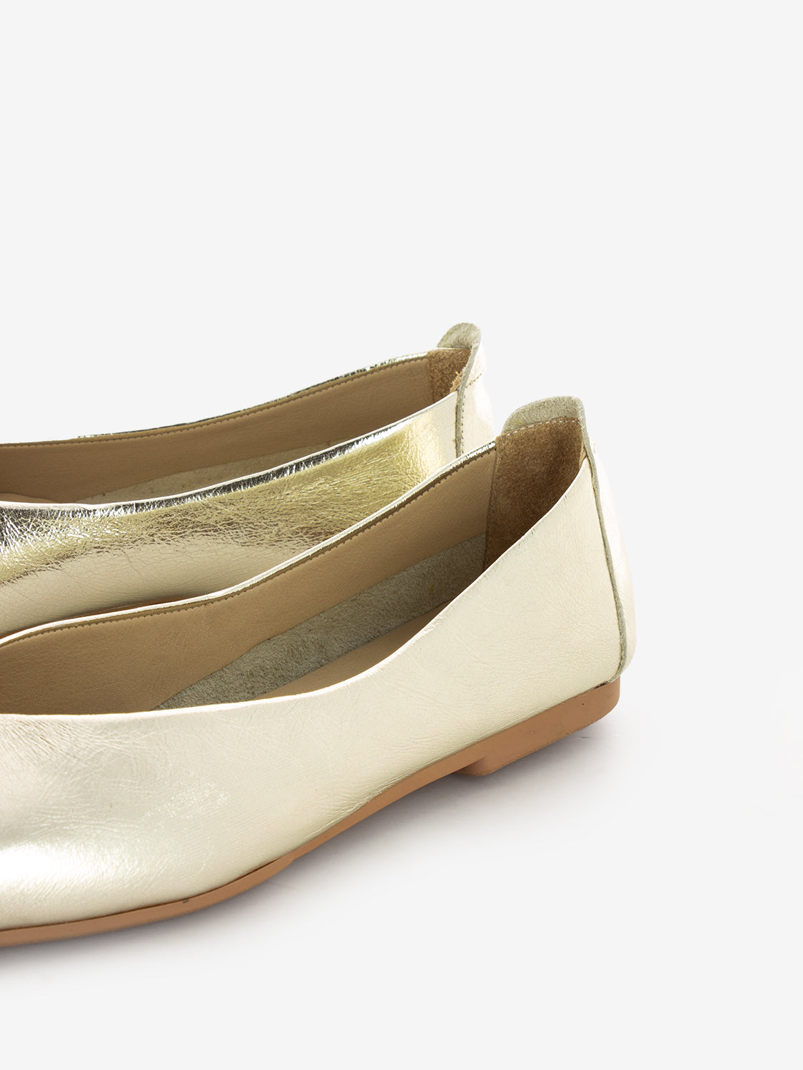 Ballerina square toe light gold leather