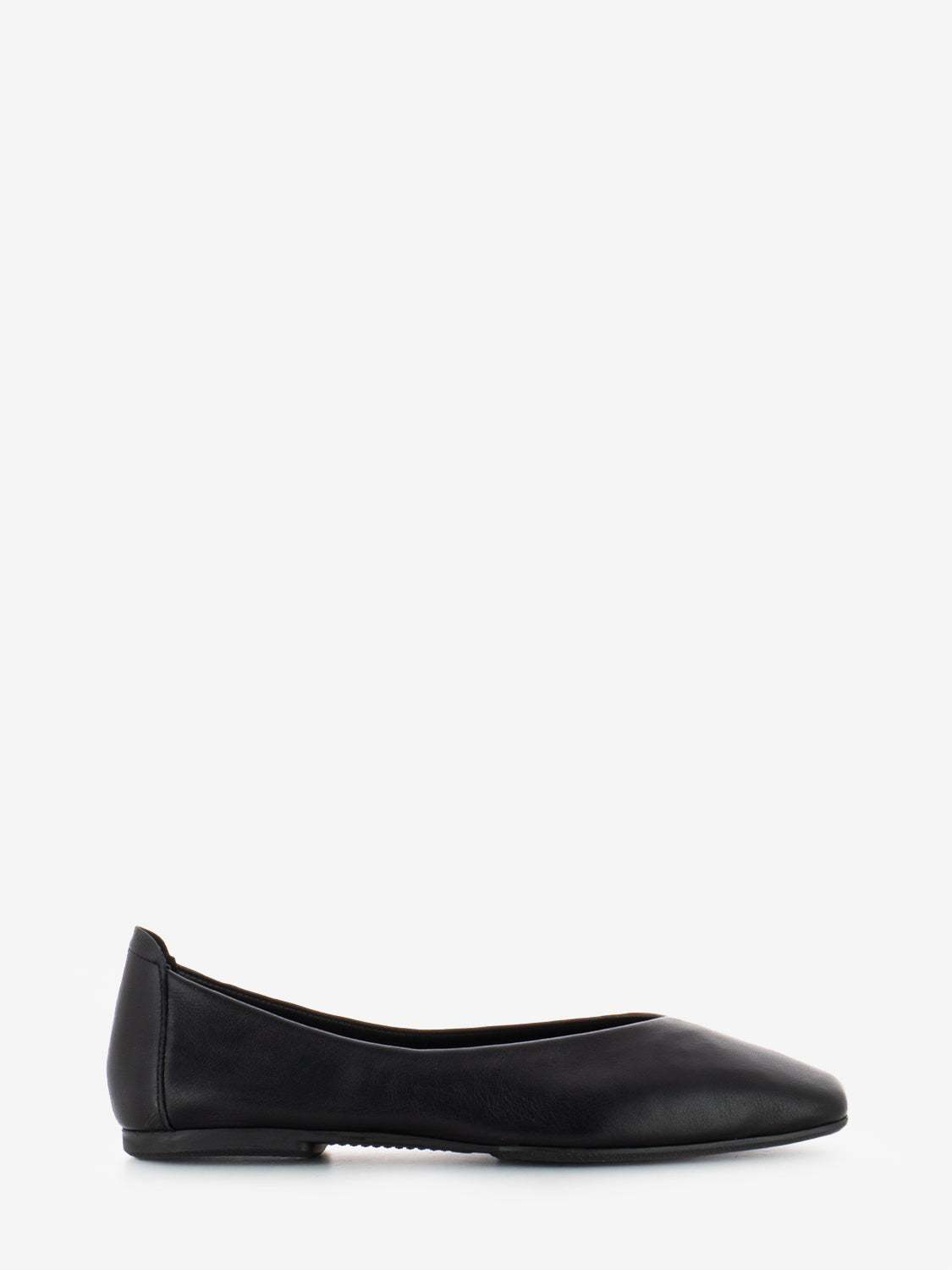Black leather square toe ballerina