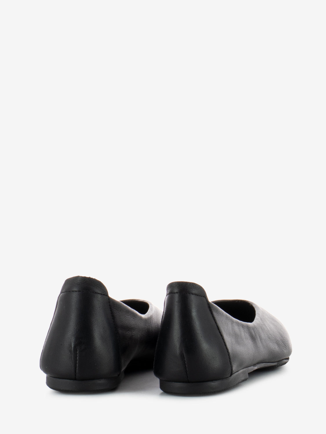 Black leather square toe ballerina