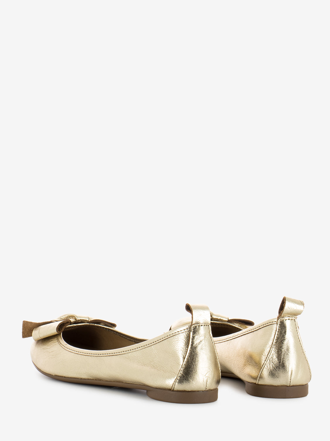 Ballerinas with bow in light gold nappa