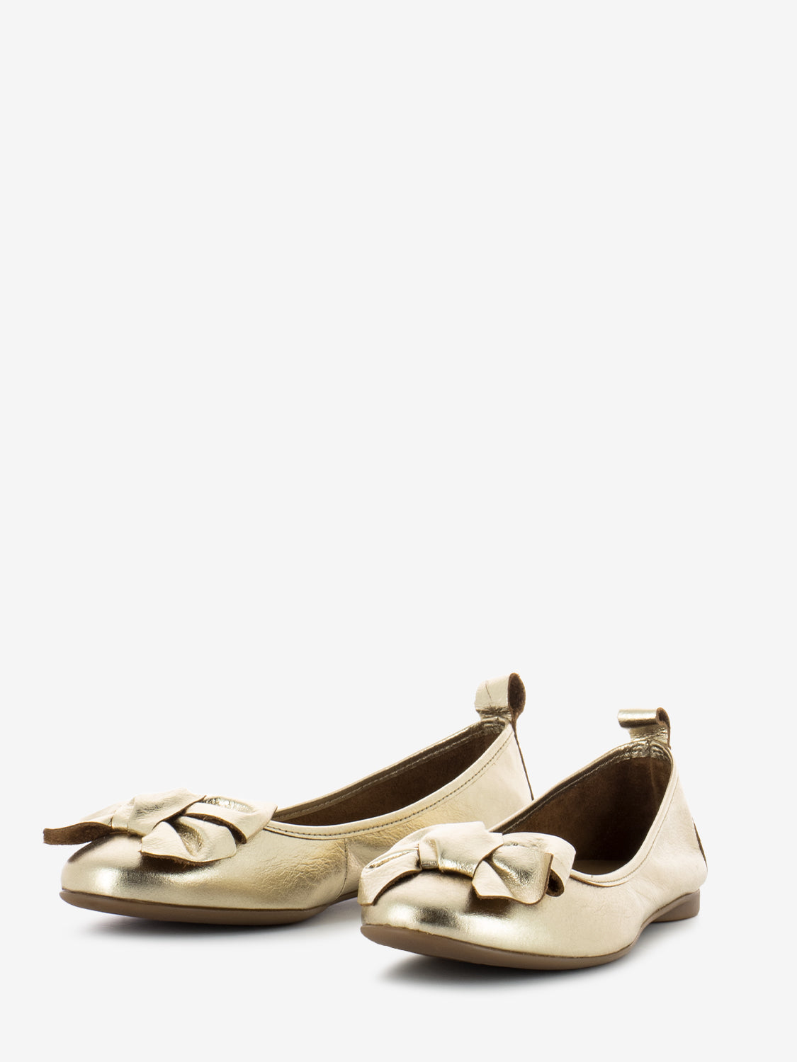 Ballerinas with bow in light gold nappa