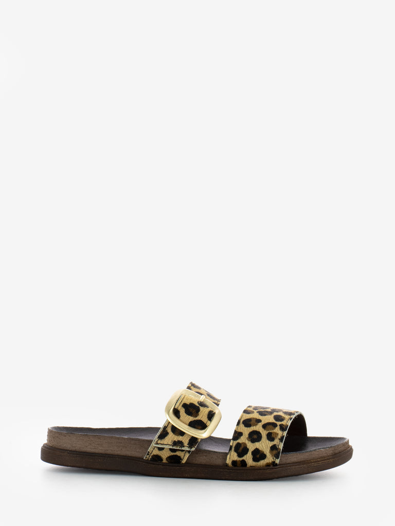 IL LACCIO - Ciabatta in cavallino leopardato marrone