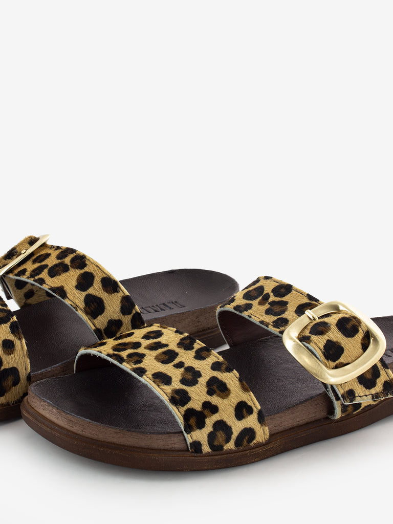 IL LACCIO - Ciabatta in cavallino leopardato marrone
