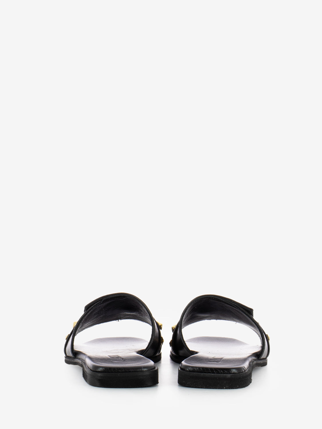 Ciabatta Padlock in pelle con borchie nero