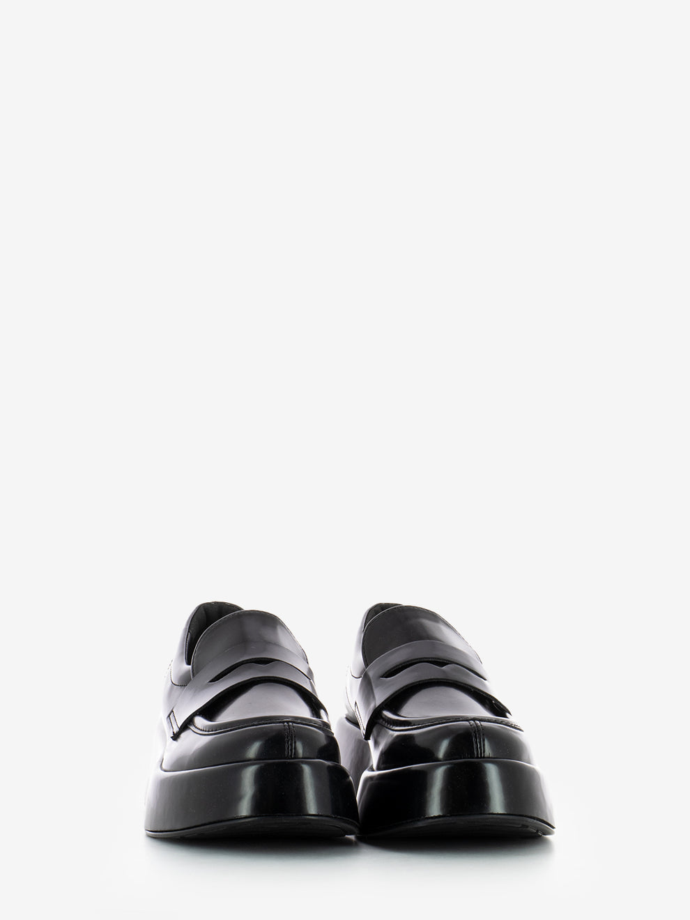 Mocassini con zeppe in pelle nera
