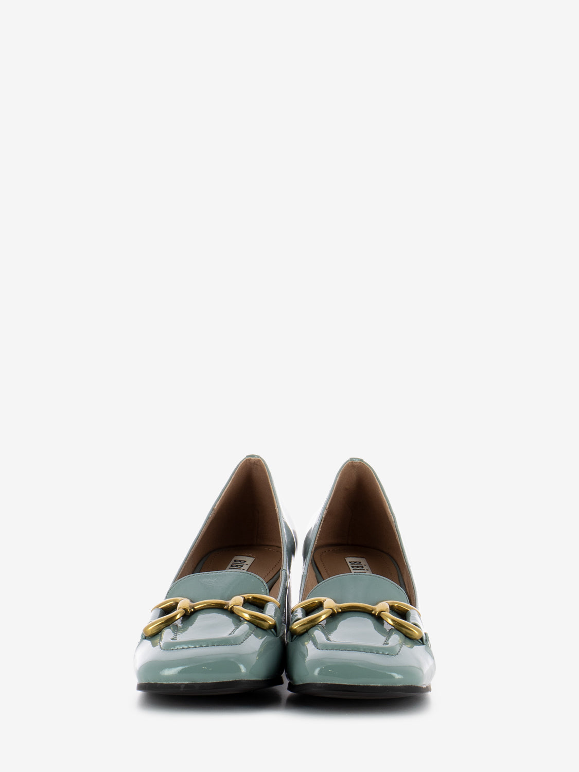 Mocassino con tacco Valencia vernice celeste