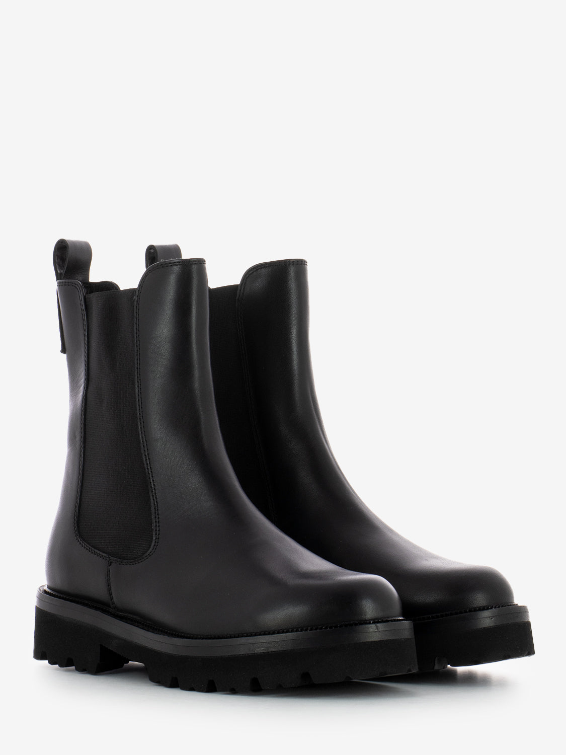Stivaletti Combat in pelle nero
