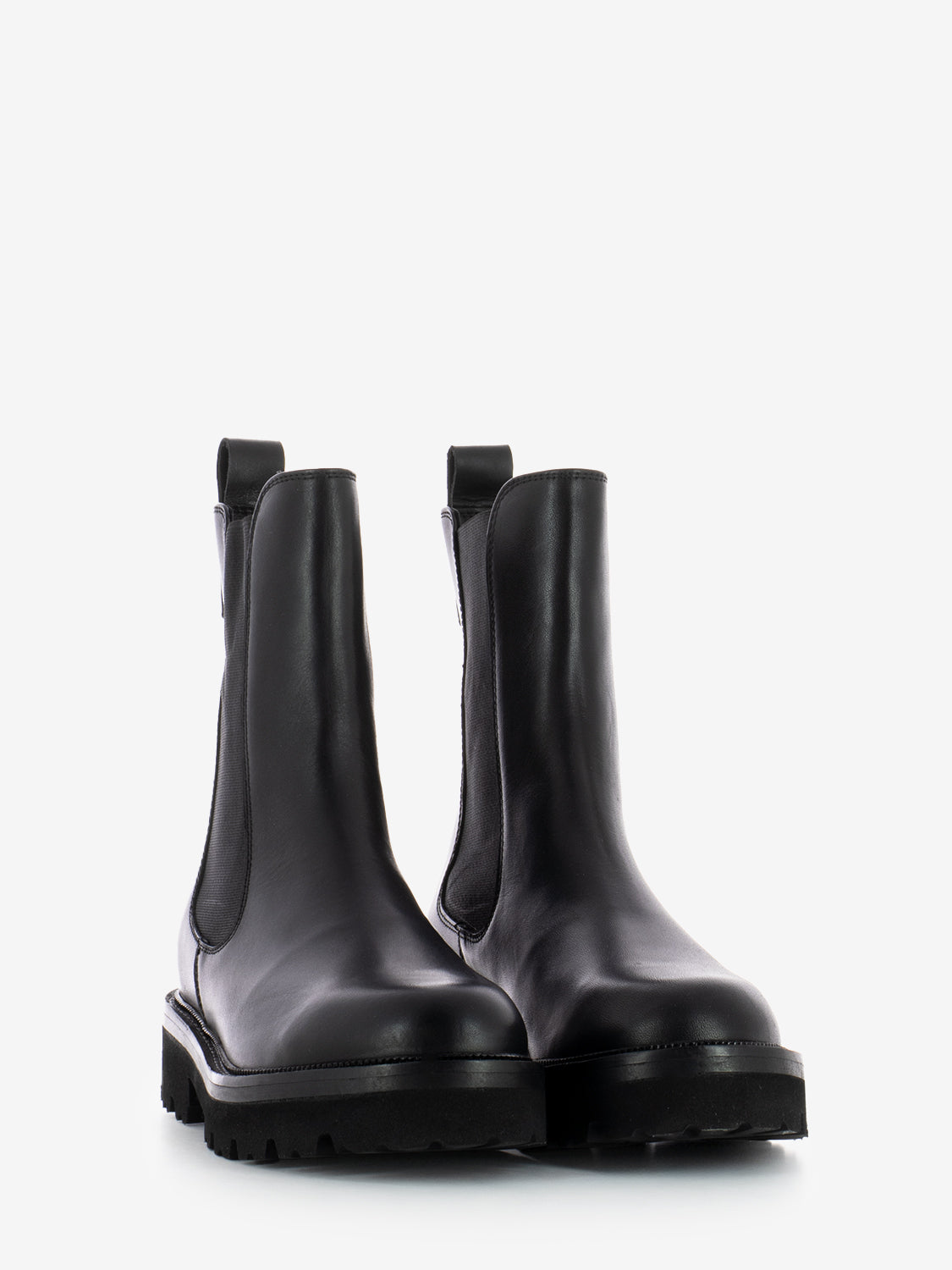 Stivaletti Combat in pelle nero