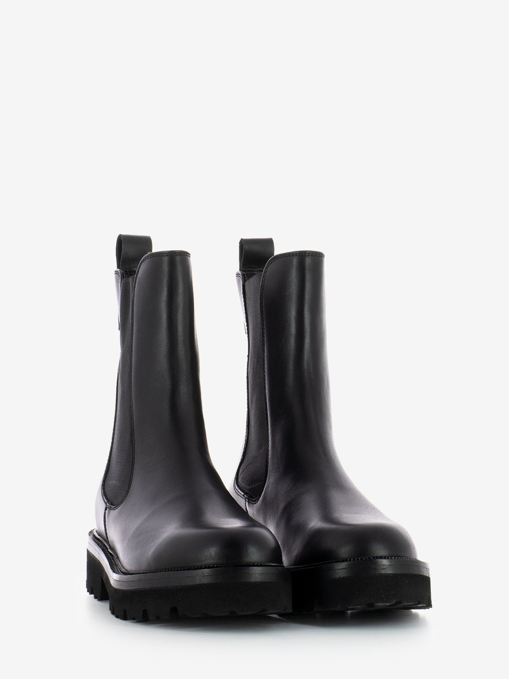 Stivaletti Combat in pelle nero