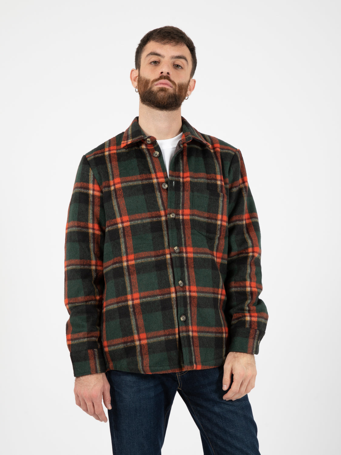 Giacca camicia flanella green check