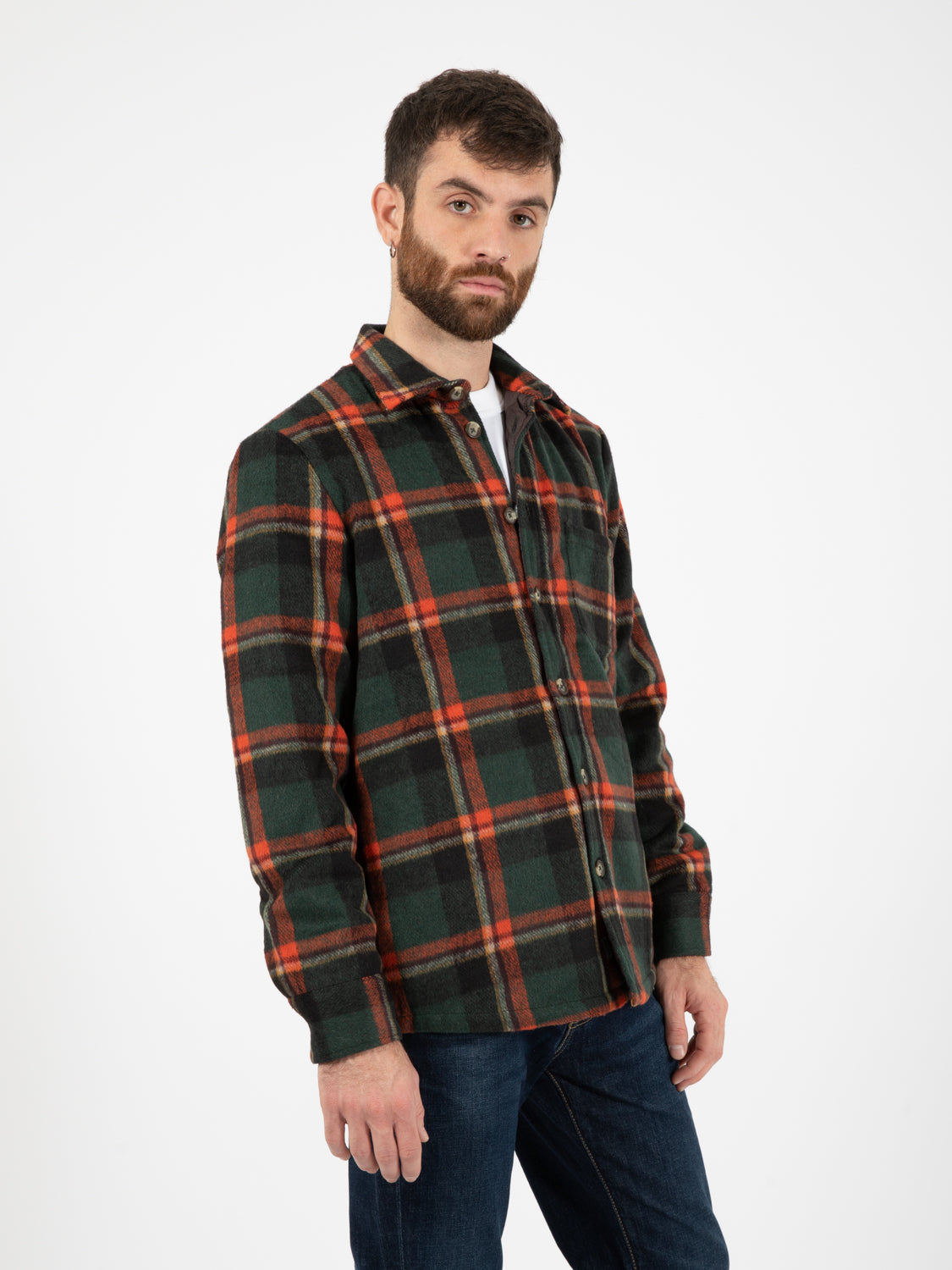 Giacca camicia flanella green check