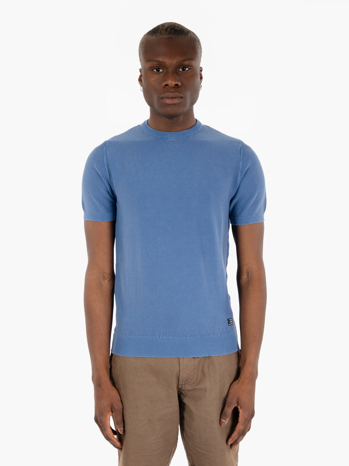 Acid wash blue short sleeve shirt