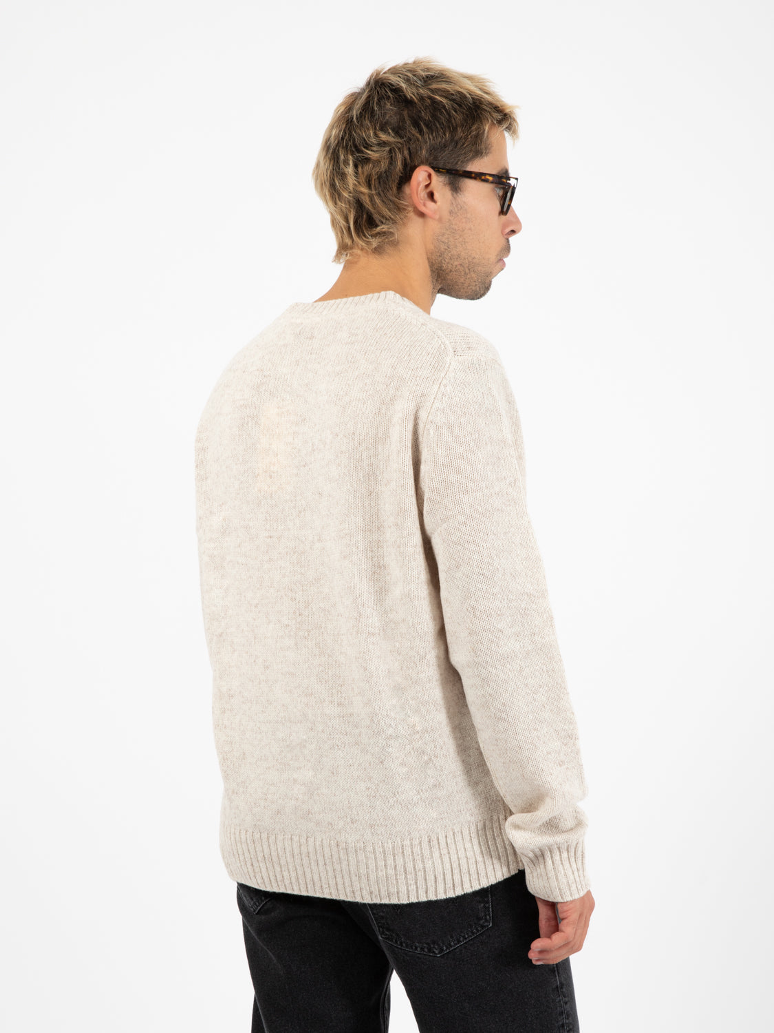 Cream melange crew neck sweater