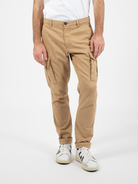 Pantaloni cargo long twill stretch beige
