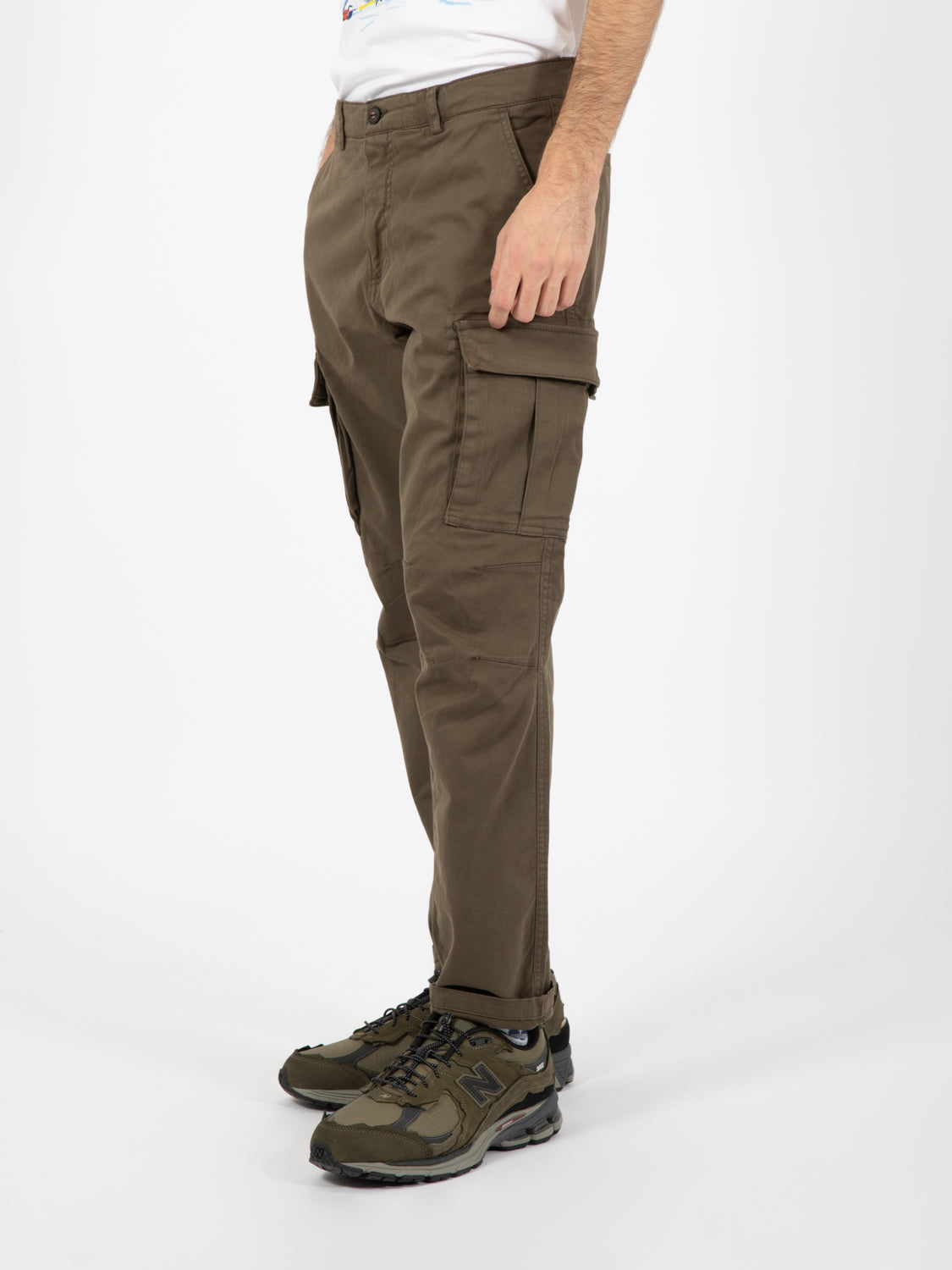 Pantaloni Cargo Long twill stretch verde