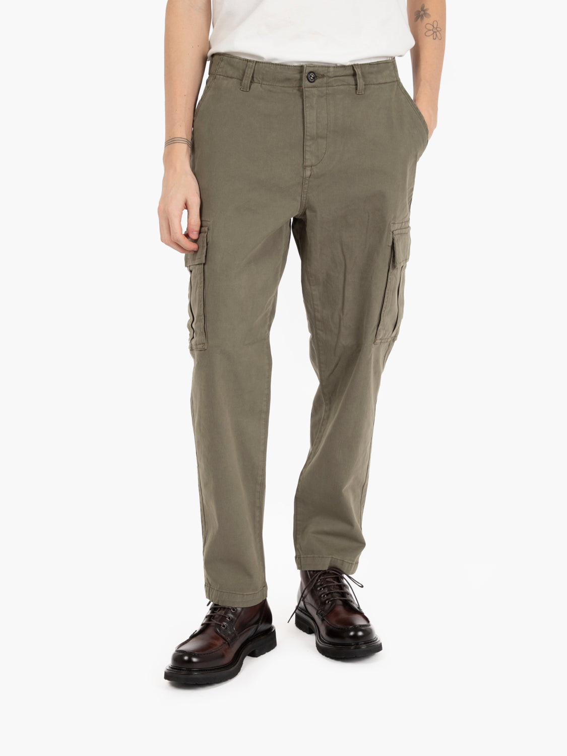 Green Stretch Twill Cargo Pants