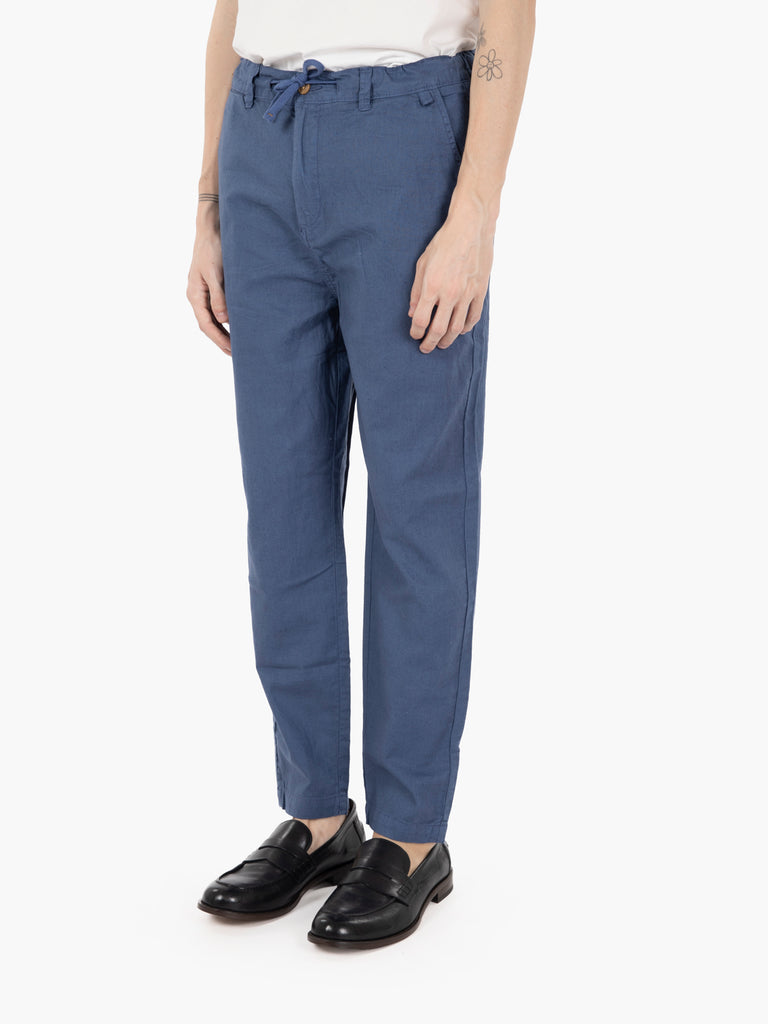 IMPURE - Pantaloni chino mixed linen blu
