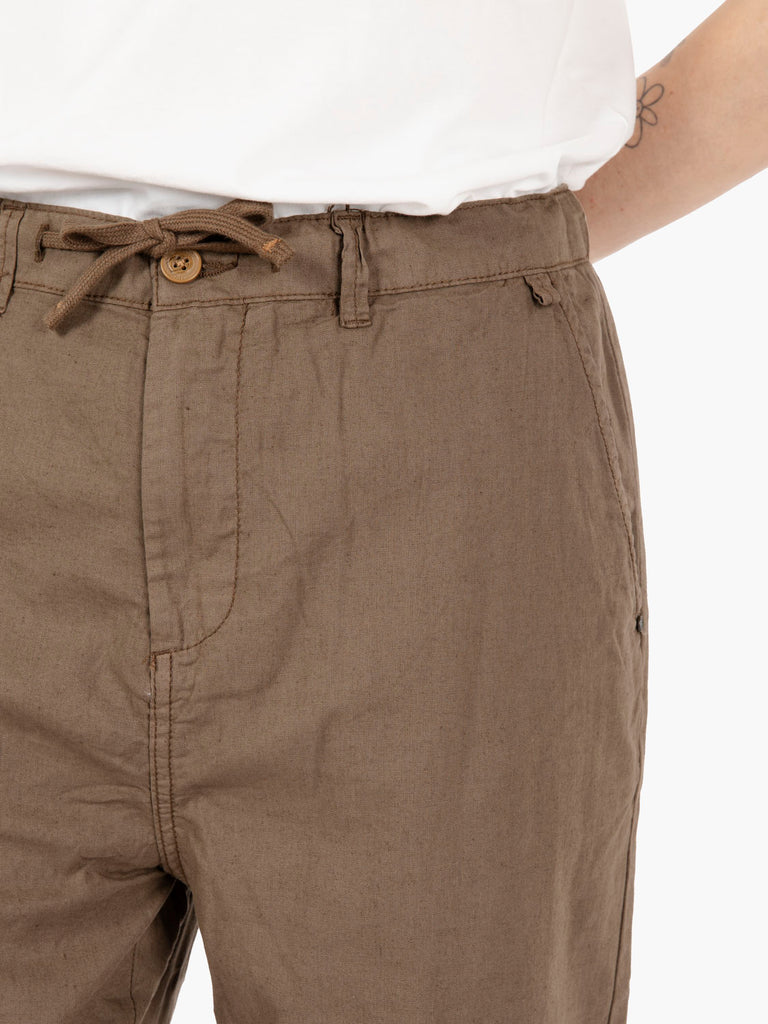 IMPURE - Pantaloni chino mixed linen mud