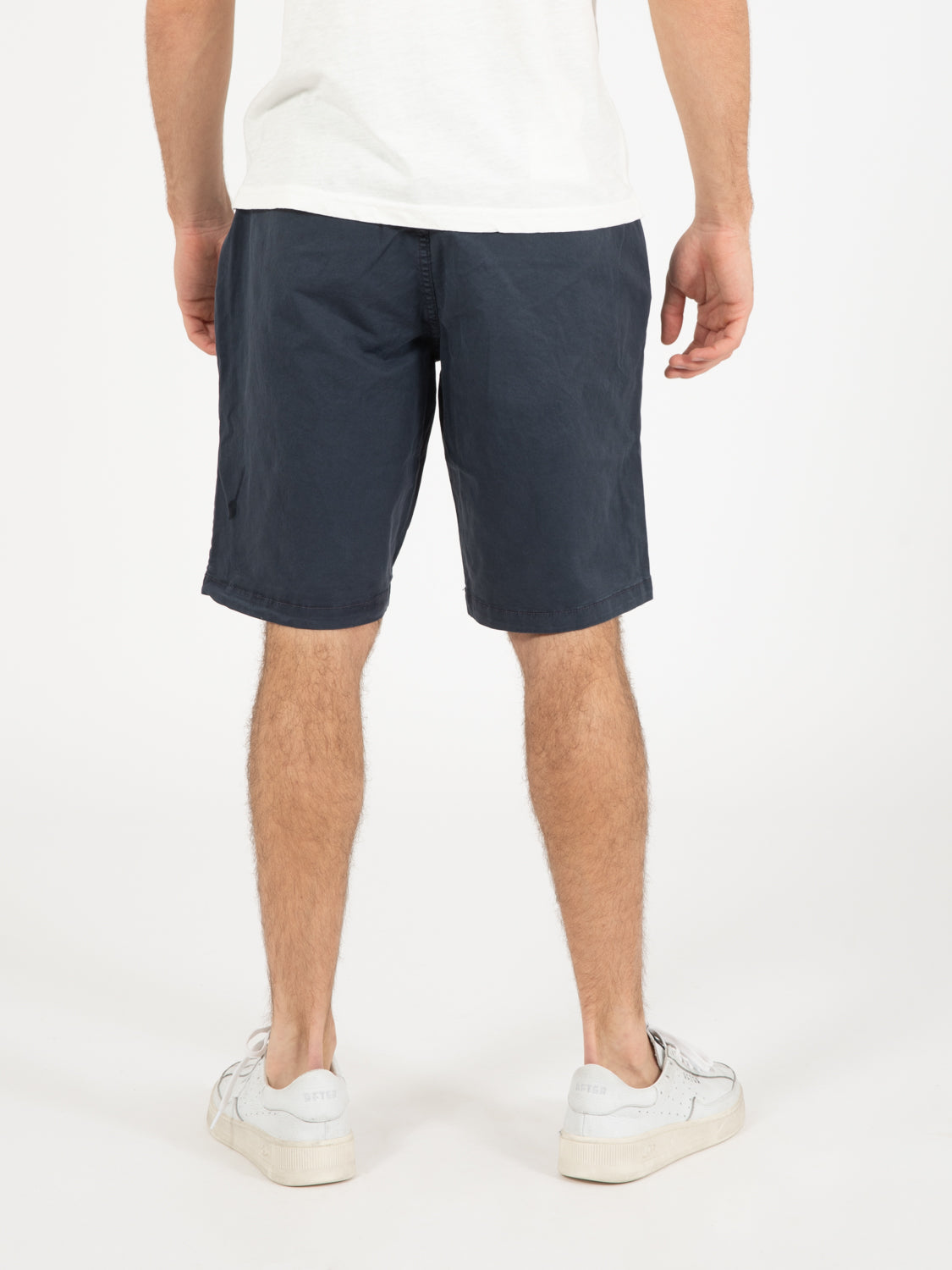 Navy stretch twill chino shorts