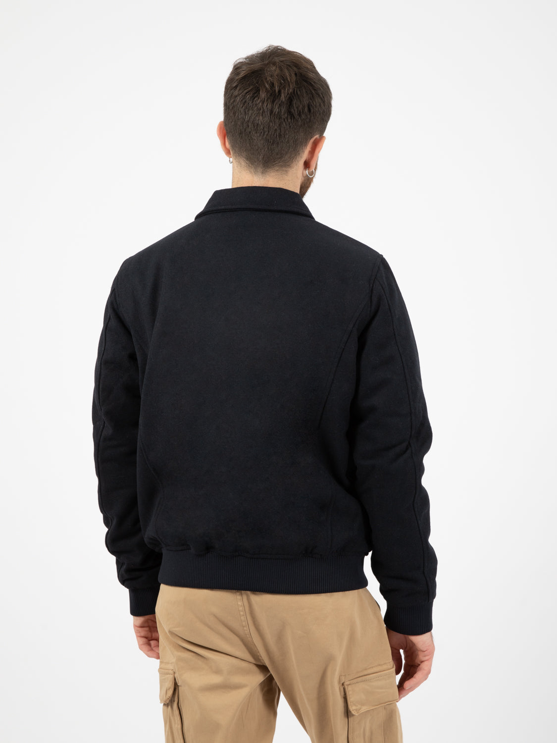 Short Jacket Mixed Wool Navy