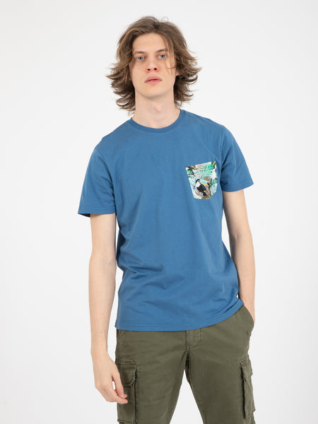 T-shirt taschino fantasia tucano azzurro