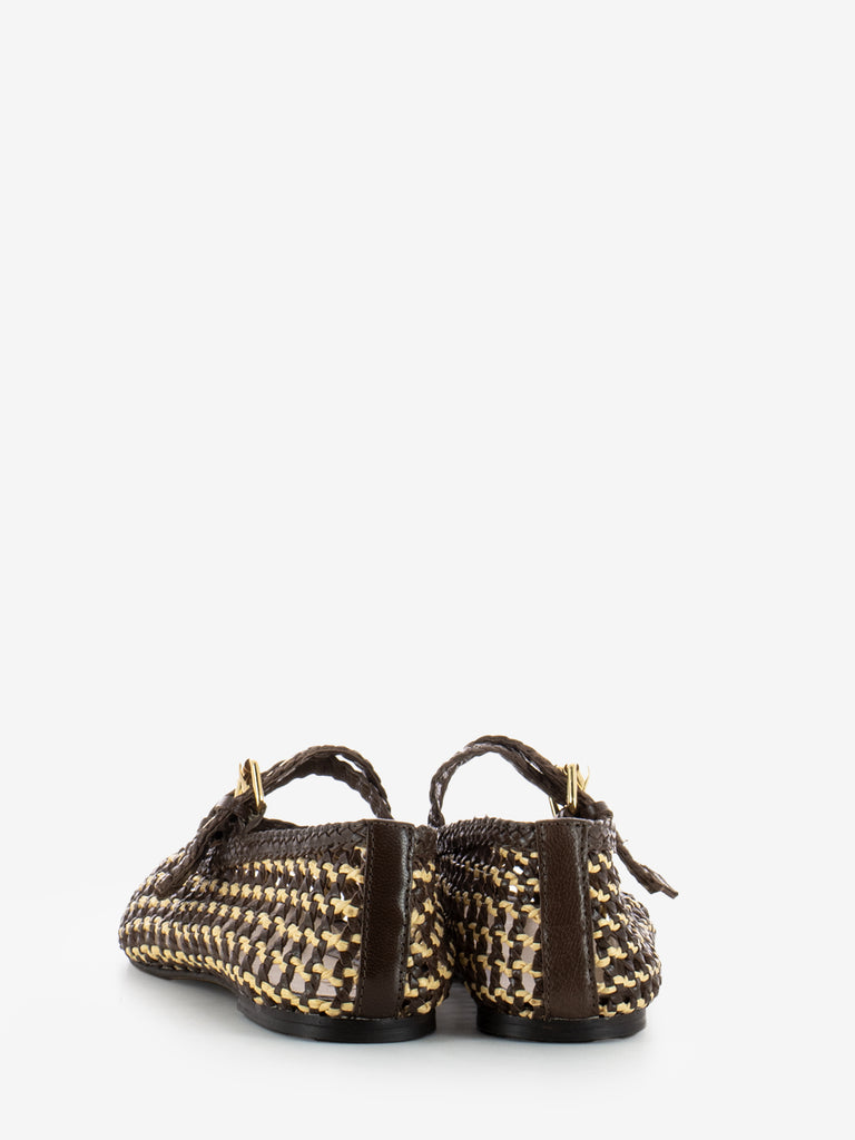 INUOVO - Ballerine a intreccio con fibbie chocolat goat