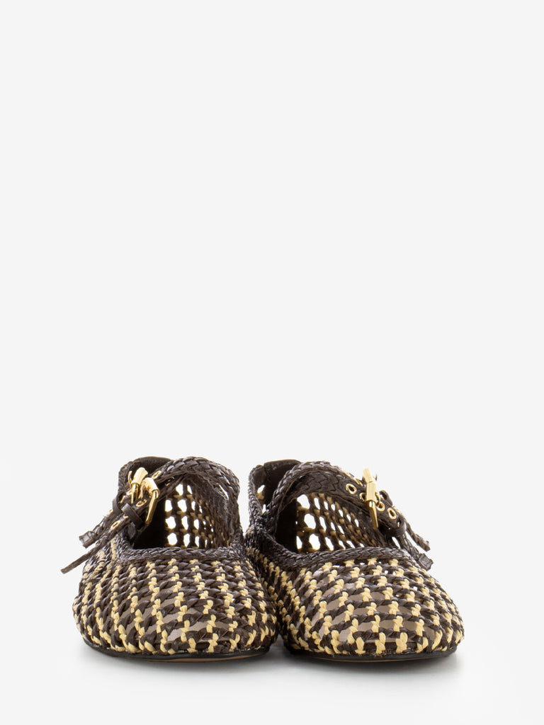 INUOVO - Ballerine a intreccio con fibbie chocolat goat