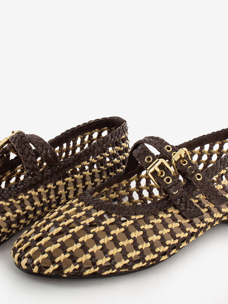 INUOVO - Ballerine a intreccio con fibbie chocolat goat
