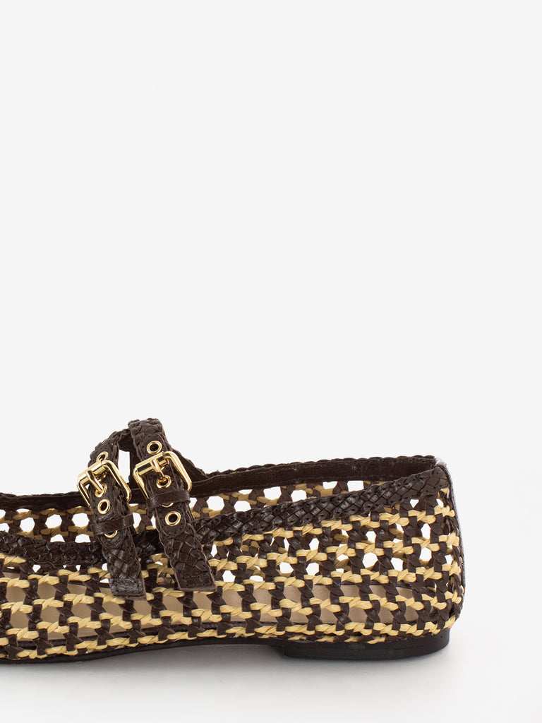 INUOVO - Ballerine a intreccio con fibbie chocolat goat
