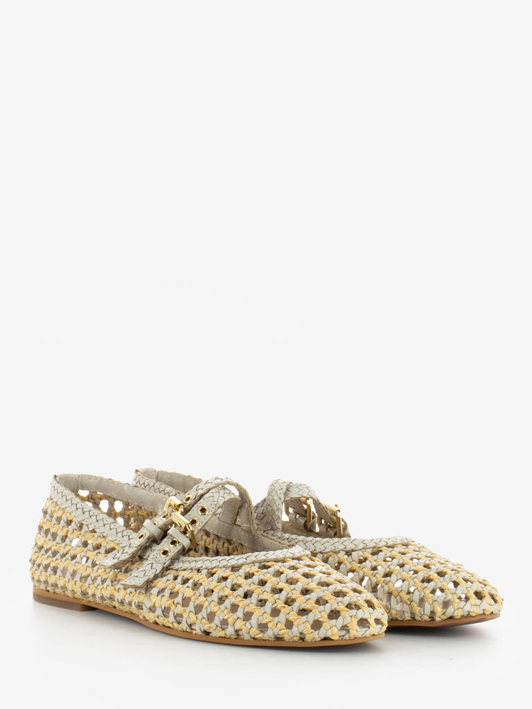 INUOVO - Ballerine a intreccio con fibbie chocolat off white