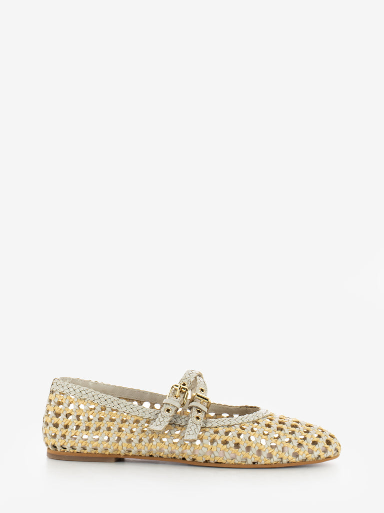 INUOVO - Ballerine a intreccio con fibbie chocolat off white