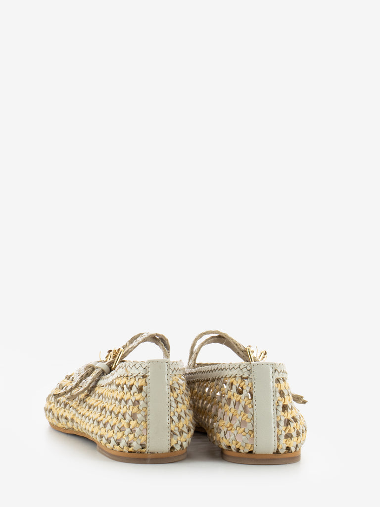 INUOVO - Ballerine a intreccio con fibbie chocolat off white