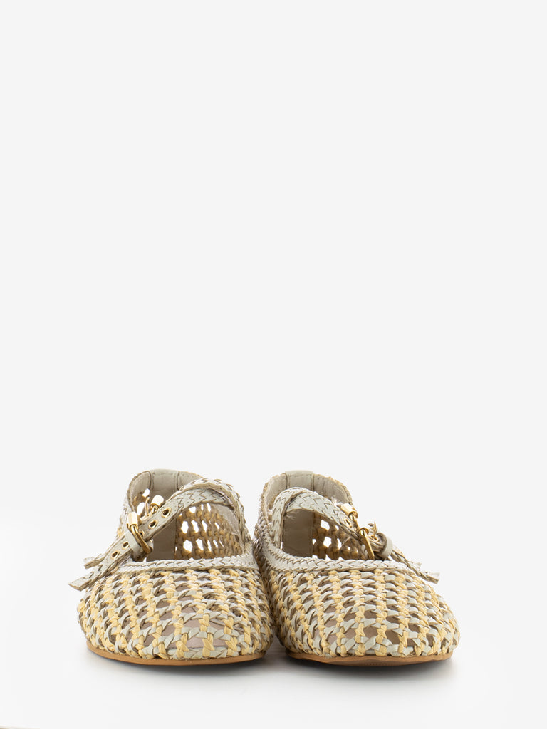 INUOVO - Ballerine a intreccio con fibbie chocolat off white