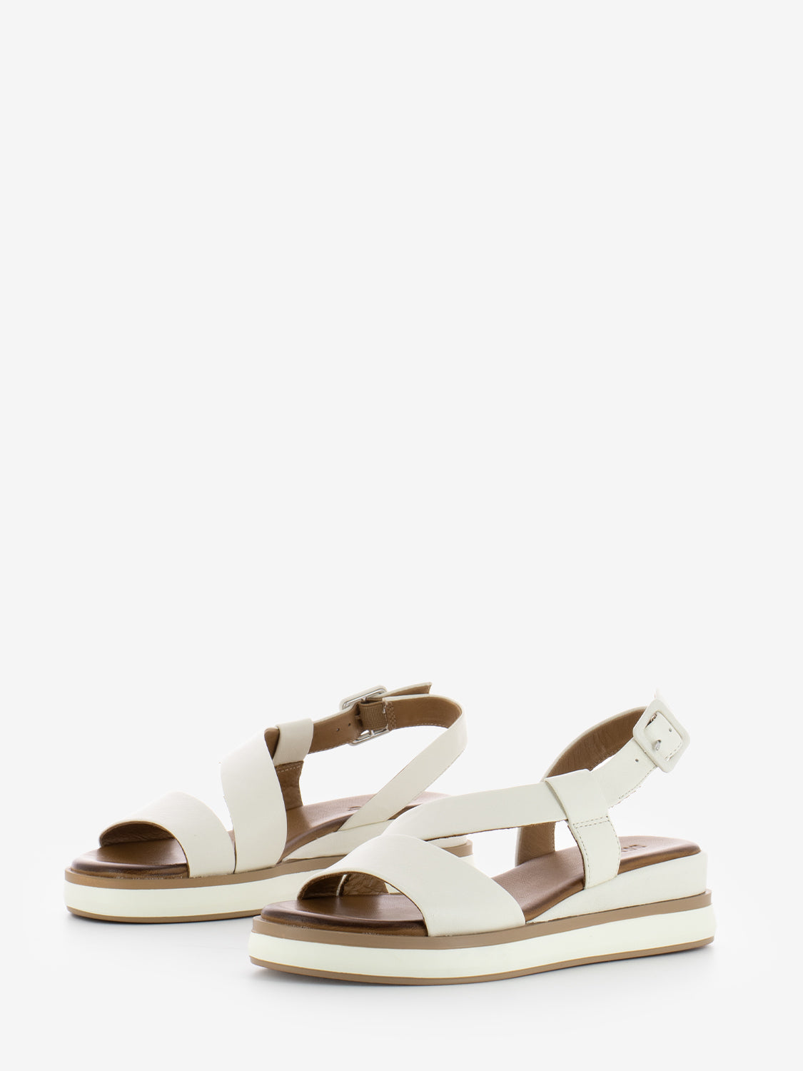 Cream oblique band sandals